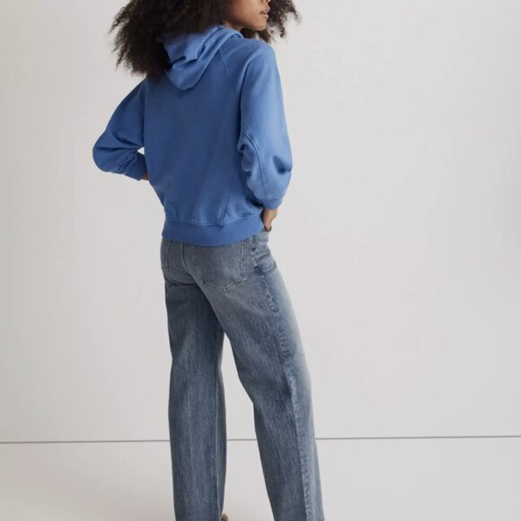 Madewell Bluestone Terry Relaxed Raglan-Sleeve Hooded Sweatshirt - Picture 3 of 5